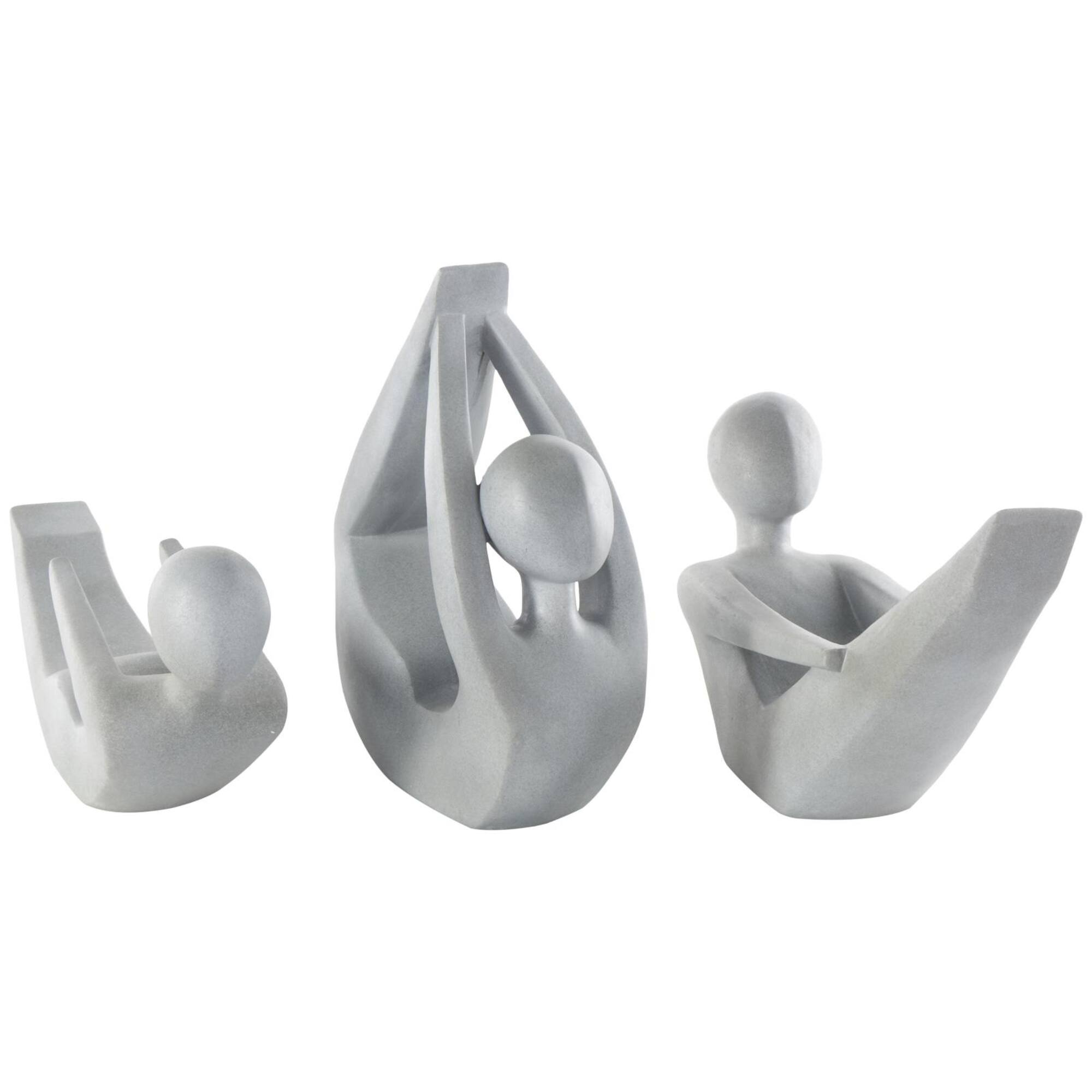 Gray Abstract Yoga Poses Garden Sculpture Set